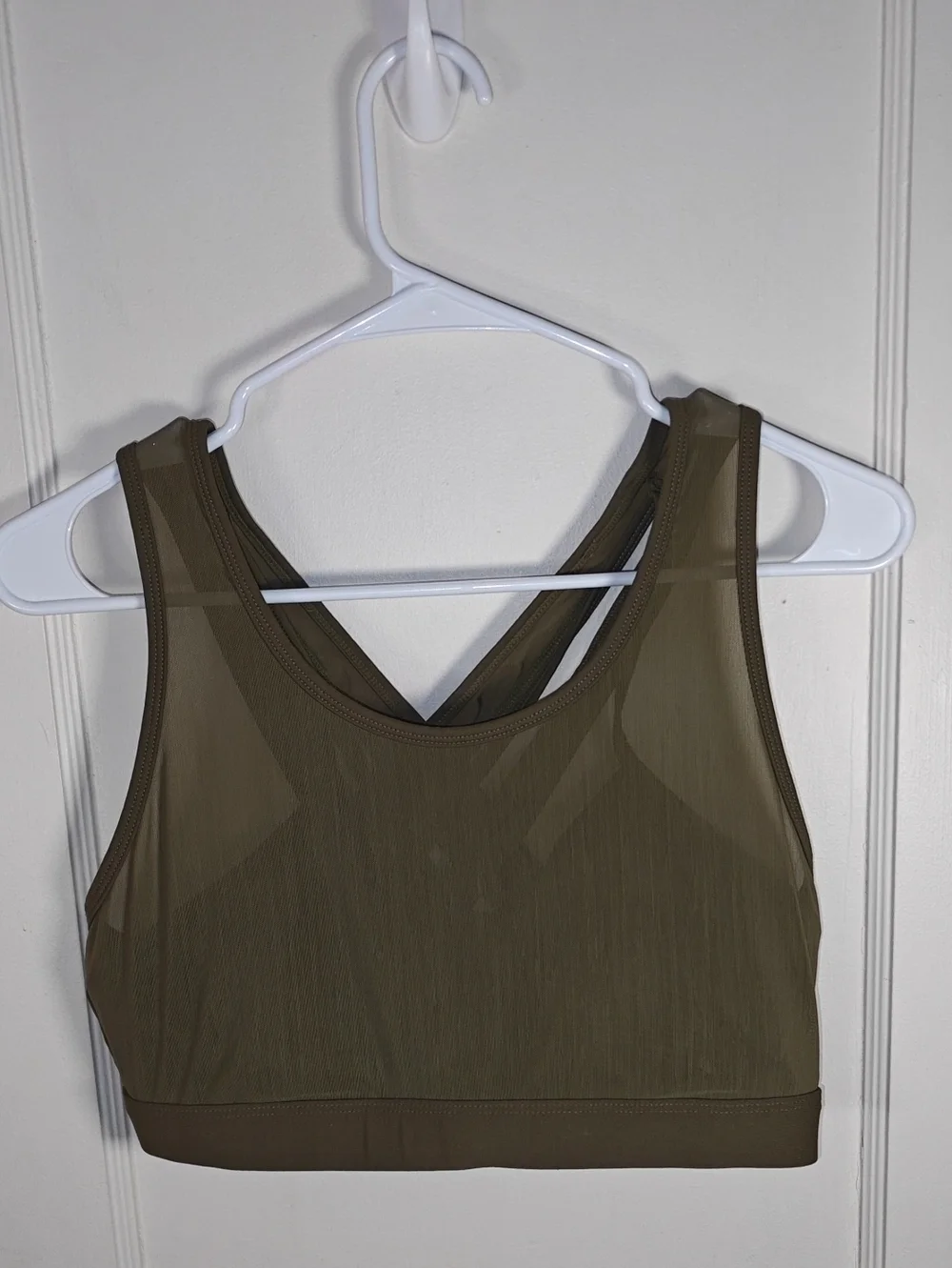 Fabletics FAYE Olive Mesh Racerback Sports Bra